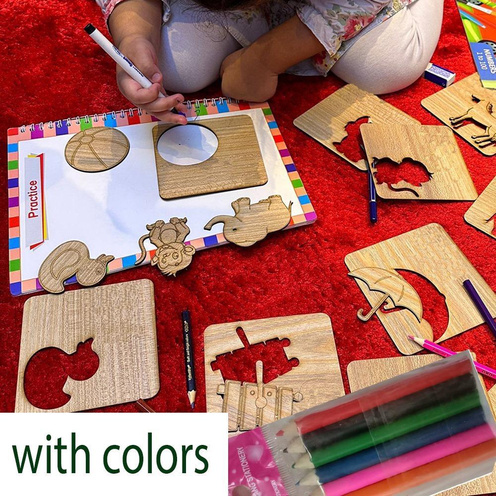 kids-wooden-stencils-drawing-kit