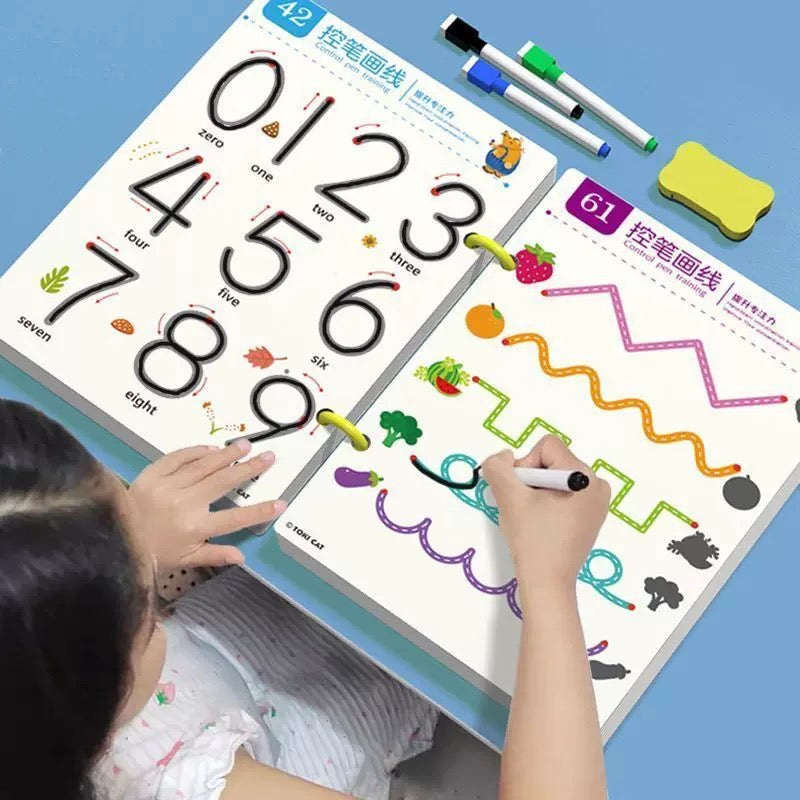 Premium Reusable Tracing Book – 64 Pages + Markers & Eraser