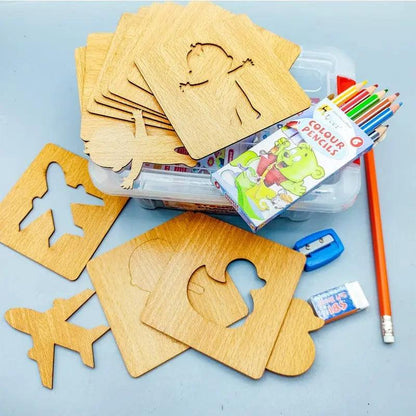 kids-wooden-stencils-drawing-kit