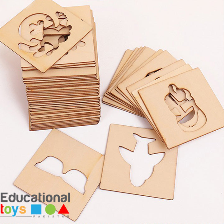 Kids Wooden Stencils Drawing Kit [50 pcs]